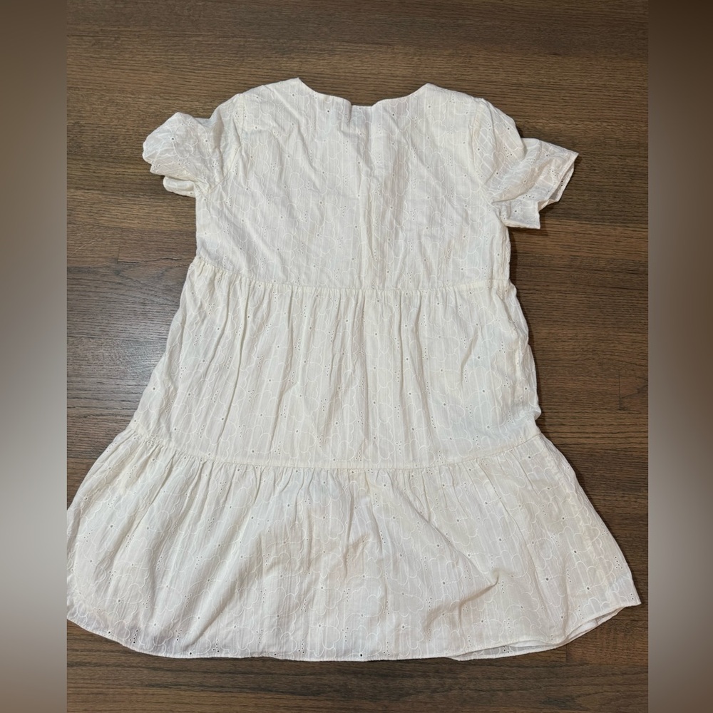 Madewell Embroidered Eyelet Button-Front Tiered Mini Dress-Size Medium - Picture 5 of 13
